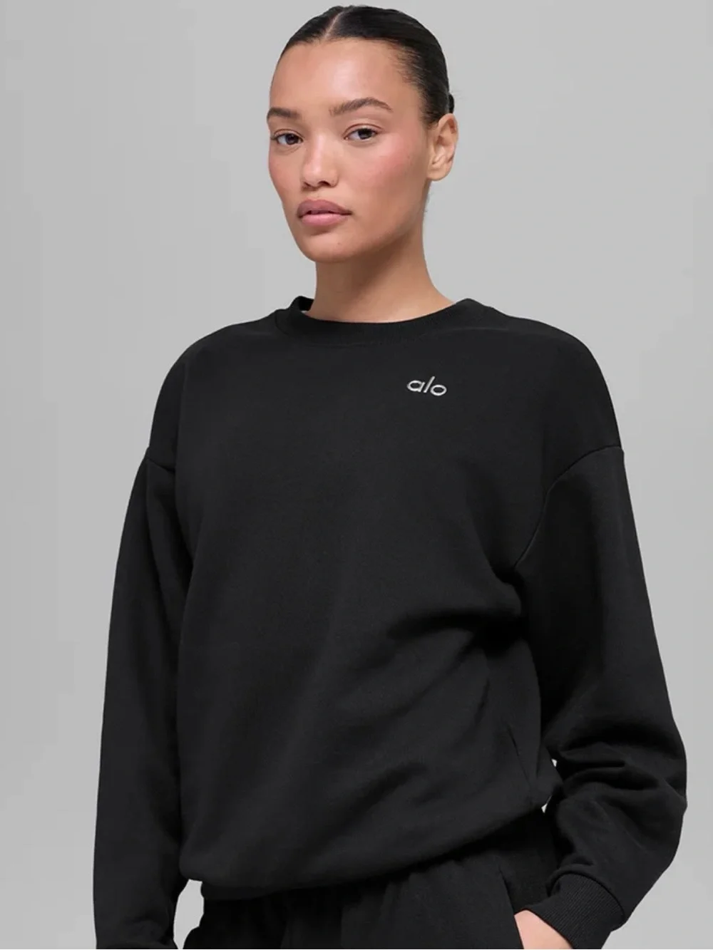ALO Yoga Black Crewneck Sweatshirt